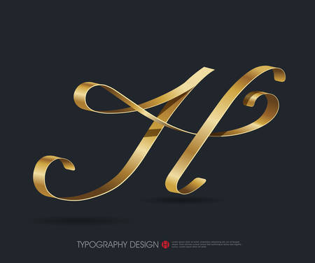 リボンの光沢のあるゴールド装飾シルク H 文字とタイポグラフィ フォントの種類のイラスト素材 ベクタ Image リボンの光沢のあるゴールド装飾シルク H 文字とタイポグラフィ フォントの種類のイラスト素材 ベクタ Image