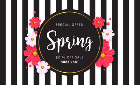 Spring sale background with beautiful colorful flower. Vector illustration.banners.Wallpaper.flyers, invitation, posters, brochure, voucher discount.