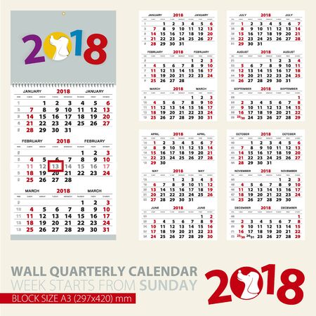 quarterly calendar template 2018