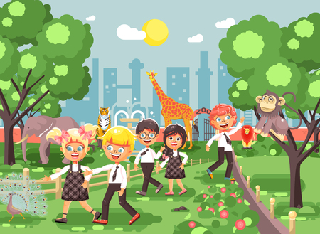 イラストや児童 散歩 学校動物園遠足動物園 男の子と女の子の野生動物や鳥のフラット スタイルは 市を見てクラスメートとサイトのバナー のイラスト素材 ベクタ Image イラストや児童 散歩 学校動物園遠足動物園 男の子と女の子の野生動物や鳥のフラット スタイルは 市を見てクラスメートとサイトのバナー のイラスト素材 ベクタ Image