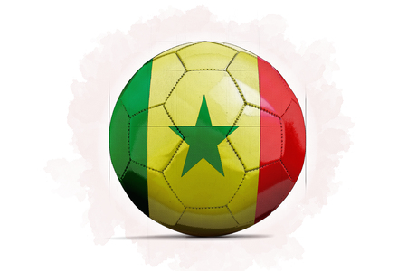digital artwork sketch of a soccer ball with team flag senegal