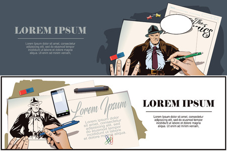 stock illustration. people in retro style. presentation template stock illustration. people in retro style. presentation template, Presentation templates