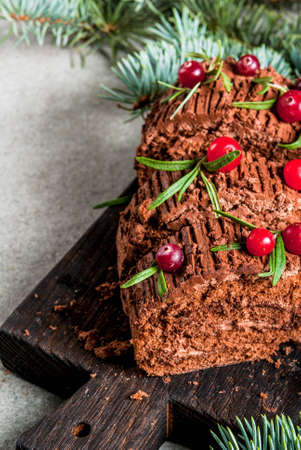 traditional christmas dessert christmas yule log cake with yule christmas