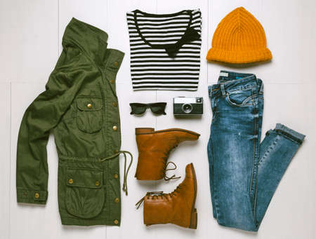 Outfit of hipster woman   - 25680803