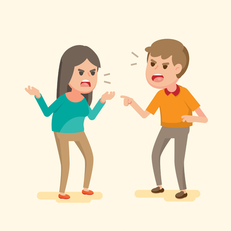 カップルの男と女が喧嘩します のイラスト素材 ベクタ Image