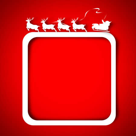 Silhouette santa and reindeer over red background