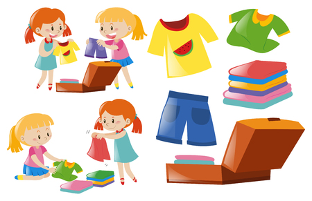 Madchen Und Eine Reihe Von Kleidung Illustration Lizenzfrei Nutzbare Vektorgrafiken Clip Arts Illustrationen Image 63492918
