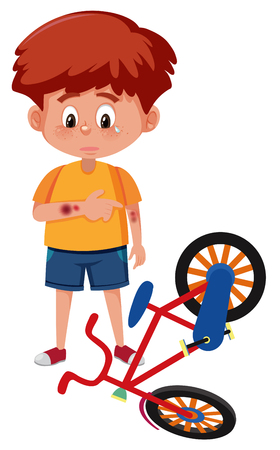 Young boy having bruise illustration Stock Photo