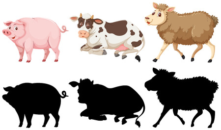 Set of farm animals illustration