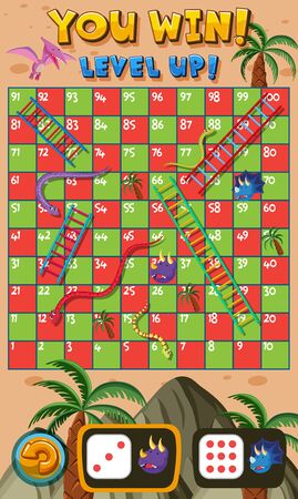 Snake and ladder game with number one to hundred illustration