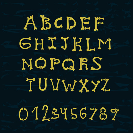 手描き落書き骨文字数字のセットです ベクトルのアルファベットのイラストです のイラスト素材 ベクタ Image