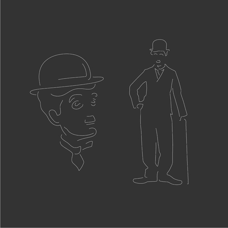 Vectorized monochrpmatic portraits of the actor Charlie Chaplin
