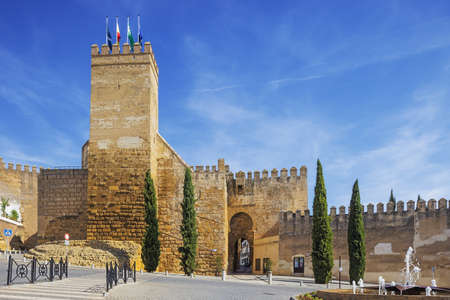 The sevilla gate with the city wall of carmona Banco de Imagens