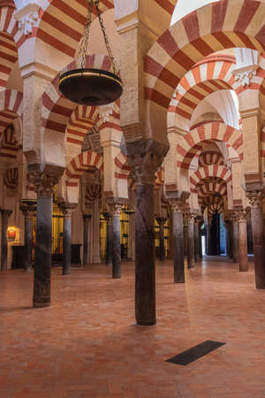 The arched ceiling inside cordoba's cathedral near the exit