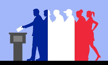 French voters crowd all of the silhouette objects. Banco de Imagens