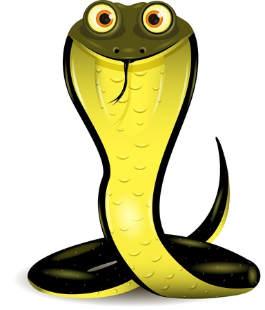 Illustration of a black cobra with big eyes
