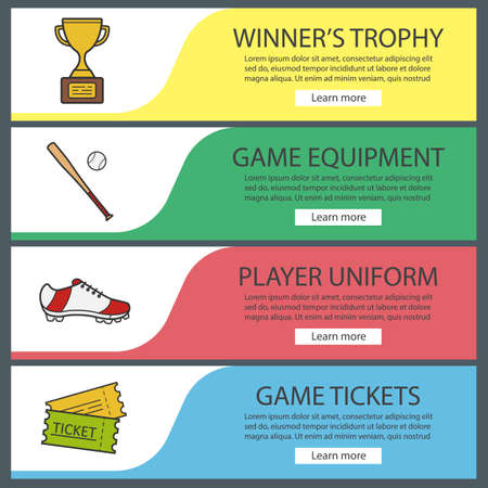 baseball banner templates set softball bat and ball winner s
