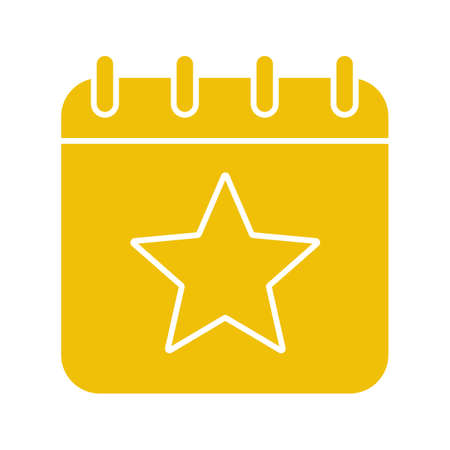 星マーク グリフの色アイコンでカレンダーのページです 特別な日 白い背景のシルエットのシンボル 否定的なスペース ベクトル図のイラスト素材 ベクタ Image