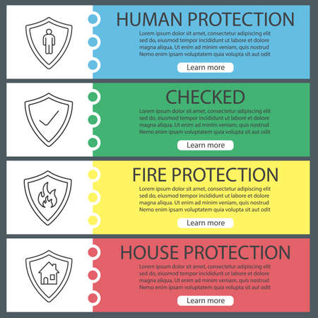 protection shields web banner templates set bodyguard firefighters