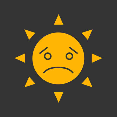 Sad Sun Smile Glyph Color Icon Bad Mood Emoticon Silhouette