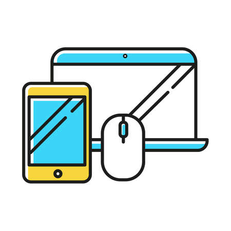 Electronics And Accessories Color Icon Smartphone And Laptop