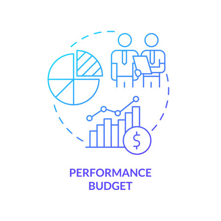 Performance budget blue gradient concept icon financial program government budgeting type abstract idea thin line illustration isolated outline drawing myriad pro bold font used