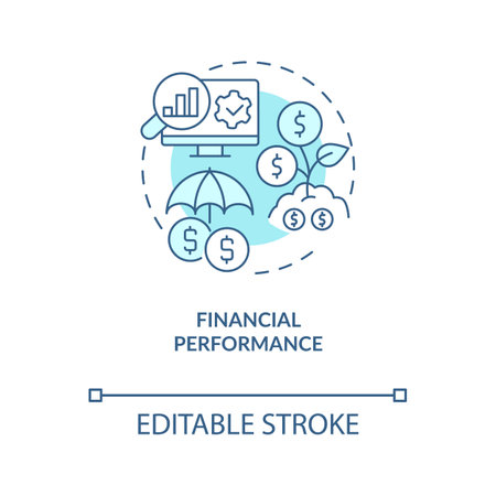 Financial performance concept turquoise icon business productivity analytics abstract idea thin line illustration isolated outline drawing editable stroke arial myriad pro bold fonts used Vector Illustration