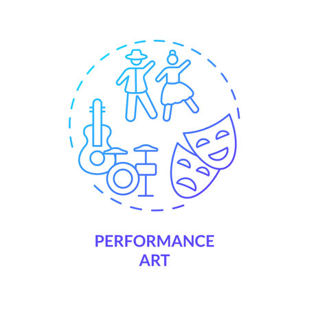 2d gradient performance art icon creative isolated vector thin line illustration representing extracurricular activities Vector Illustration
