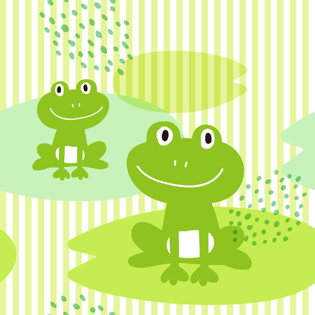 Seamless vector pattern with cute frogs. repeating frogs background. Vector Illustration