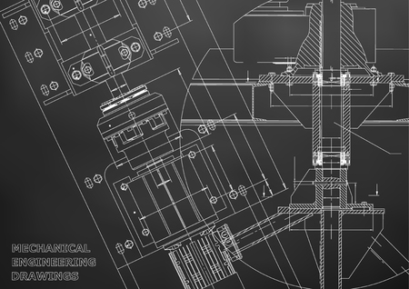 機械工学図面の設計図テクニカルデザイン。カバー。バナー。緑