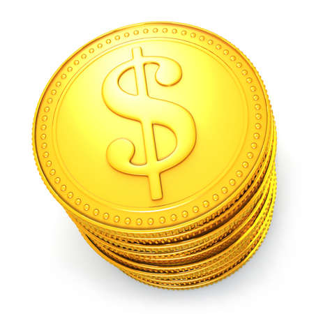 Pile of symbolic golden dollar coins - 6635770