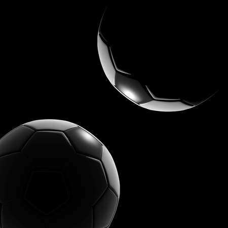 黒の背景の芝生の上のサッカー ボール の写真素材 画像素材 Image