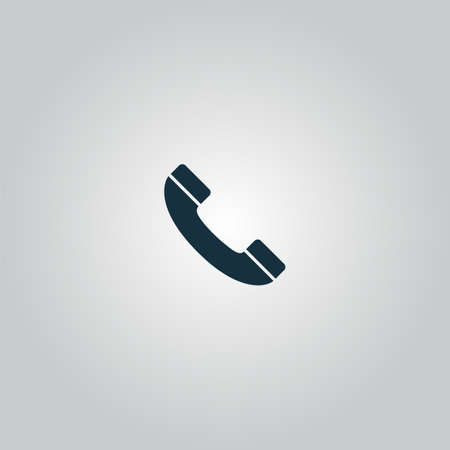telephone handset flat web icon or sign isolated on grey background