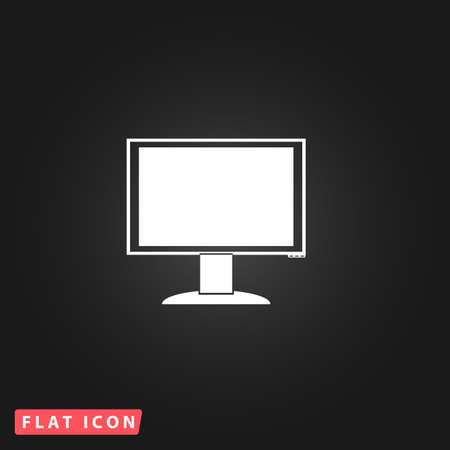 コンピューターのディスプレイ モニター 黒の背景に白のフラット単純なベクトルのアイコン のイラスト素材 ベクタ Image コンピューターのディスプレイ モニター 黒の背景に白のフラット単純なベクトルのアイコン のイラスト素材 ベクタ Image