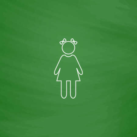 女の子の概要のベクトルのアイコン 模倣は緑の黒板に白いチョークで描きます フラット ピクトグラムと教育委員会の背景 図記号のイラスト素材 ベクタ Image 女の子の概要のベクトルのアイコン 模倣は緑の黒板に白いチョークで描きます フラット ピクトグラムと教育委員会の背景 図記号のイラスト素材 ベクタ Image