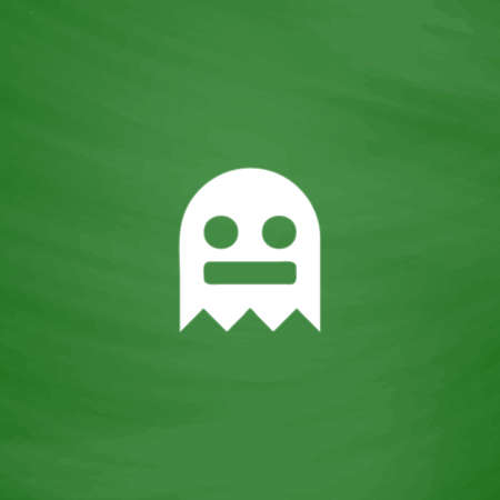 かわいいかわいいゴースト 黒の背景に白のフラット単純なベクトルのアイコン のイラスト素材 ベクタ Image