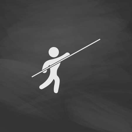 Pole vault simple vector button. imitation draw icon with white chalk on blackboard. flat pictogram and school board background. illustration symbol