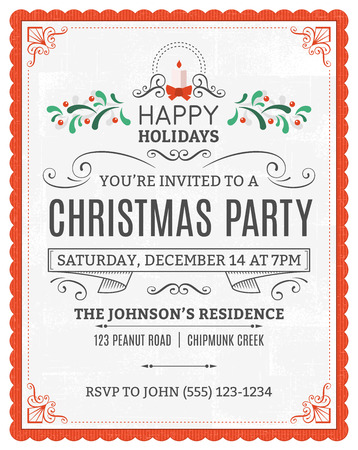 christmas party invitation. Dummy text is on a separate layer for easy removal. Only solid fills used. Иллюстрация