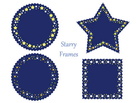 様々な星模様ベクトルイラストを使用した4種類のフレームのセット のイラスト素材 ベクタ Image