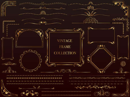 A Set Of Assorted Gold Vintage Frames Vector Ilration