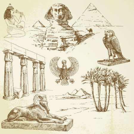 ancient egypt - hand drawn set - 13360931