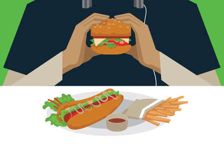 ハンバーガーを食べる人のイラスト素材 ベクタ Image ハンバーガーを食べる人のイラスト素材 ベクタ Image