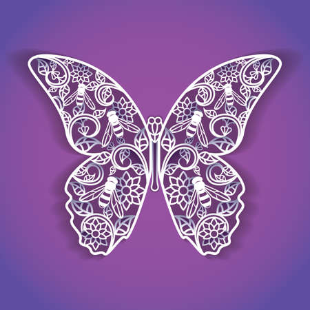 蝶切り絵 のイラスト素材 ベクタ Image