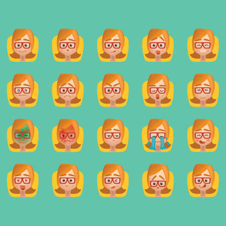 トナカイの顔文字集のイラスト素材 ベクタ Image