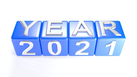 Year 2021 On Blue Cubes - 3D Rendering Stock Photo, Picture And Royalty Free Image. Image 120247651.