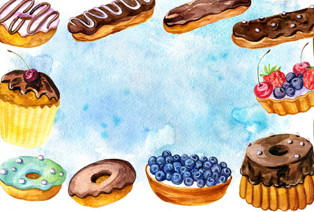 新鮮な果実 フルーツのタルト カップケーキ チョコレートのパイとケーキを水彩の背景手描き下ろしイラスト 甘い食品ギフト カードやカバーのデザイン テンプレート の写真素材 画像素材 Image 新鮮な果実 フルーツのタルト カップケーキ チョコレートのパイとケーキを水彩の背景手描き下ろしイラスト 甘い食品ギフト カードやカバーのデザイン テンプレート の写真素材 画像素材 Image