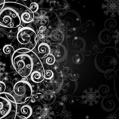 elegant christmas black and white background with snowflakes