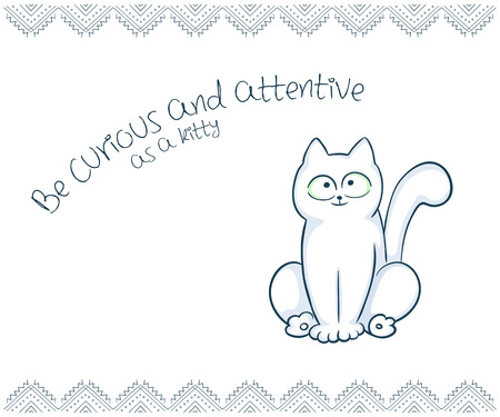Illustration Vectorielle Imprimable De Jolie Carte Postale De Cadeau Avec La Main Dessinee Chat Mignon Et L Inspiration Message Drole Clip Art Libres De Droits Vecteurs Et Illustration Image