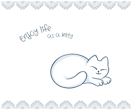 Illustration Vectorielle Imprimable De Jolie Carte Postale De Cadeau Avec La Main Dessinee Chat Mignon Et L Inspiration Message Drole Clip Art Libres De Droits Vecteurs Et Illustration Image