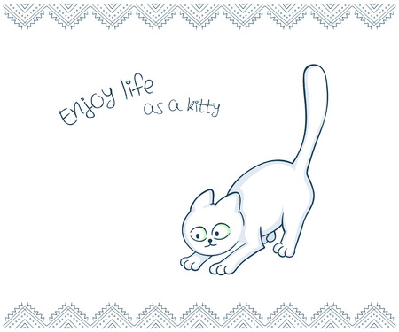 Illustration Vectorielle Imprimable De Jolie Carte Postale De Cadeau Avec La Main Dessinee Chat Mignon Et L Inspiration Message Drole Clip Art Libres De Droits Vecteurs Et Illustration Image